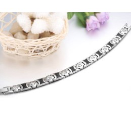 Pulsera De Titanio De Calidad Superior Para La Salud Con Diamantes De Imitación Para Amantes.