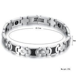 Pulsera De Titanio De Calidad Superior Para La Salud Con Diamantes De Imitación Para Amantes.
