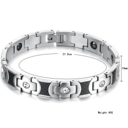 Pulsera De Titanio De Calidad Superior Para La Salud Con Diamantes De Imitación Para Amantes.