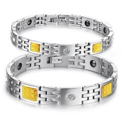 Pulsera De Piedra Imán De Titanio De Calidad Superior Para La Salud Con Diamantes De Imitación Para Amantes.