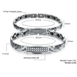 Pulsera De Piedra Imán De Titanio Con Diamantes, La Reina De La Salud Y La Calidad Para Amantes.