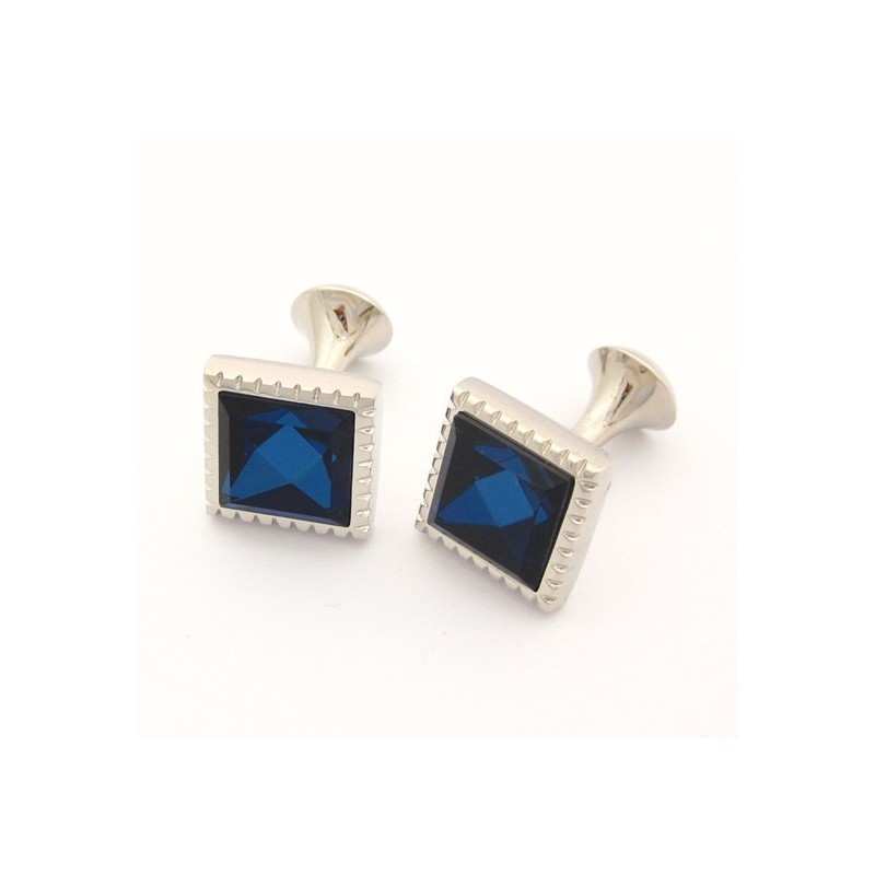 Gemelos Cuadrados De Titanio Con Circonita Azul Gemelos Cuadrados De Titanio Con Circonita Azul