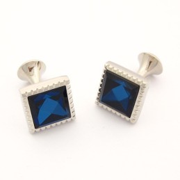 Gemelos Cuadrados De Titanio Con Circonita Azul