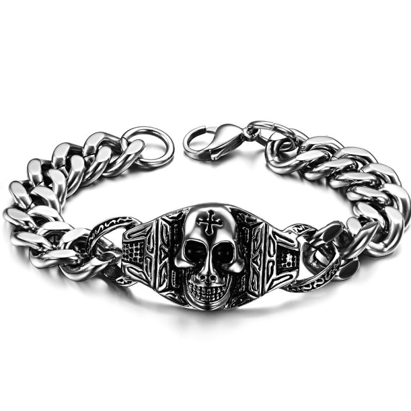 Pulsera De Titanio Con Calavera De Calidad Superior Pulsera De Titanio Con Calavera De Calidad Superior