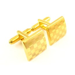Gemelos Cuadrados De Titanio Con Baño De Oro