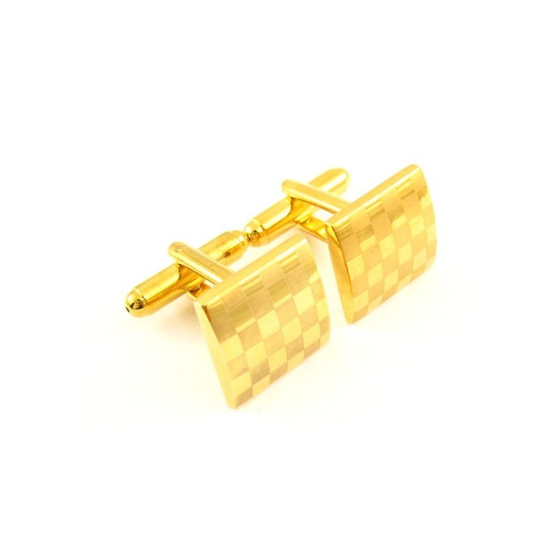 Gemelos Cuadrados De Titanio Con Baño De Oro