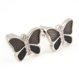 Gemelos De Titanio Con Forma De Mariposa Y Diamantes