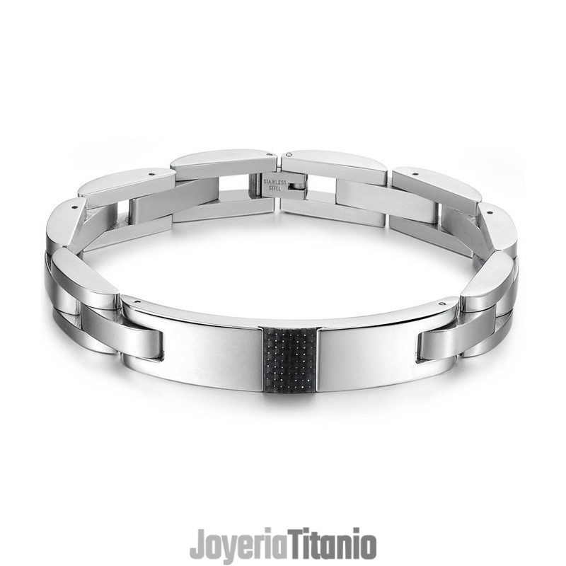 Pulsera De Titanio Y Fibra De Carbono Negra Para Hombre, La Reina De La Calidad