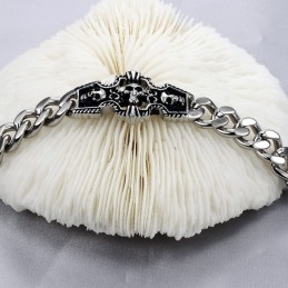 Pulsera De Titanio Con Calavera Para Hombre De Excelente Calidad