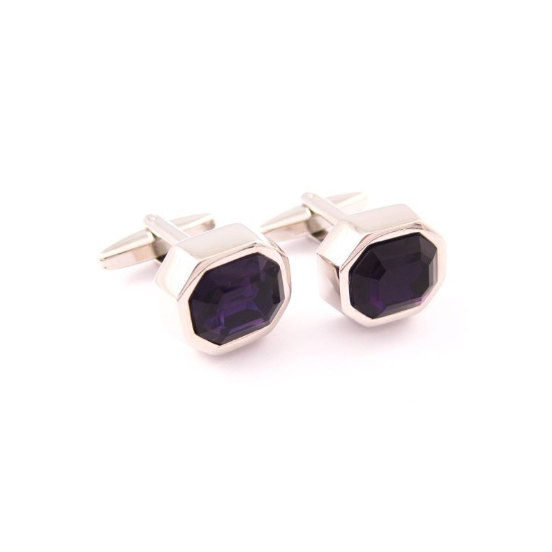 Gemelos De Titanio De Moda Con Un Misterioso Ópalo Morado