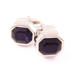 Gemelos De Titanio De Moda Con Un Misterioso Ópalo Morado