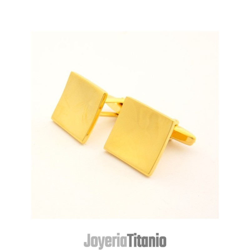 Gemelos Cuadrados Cóncavos Con Baño De Titanio Y Ip Dorado