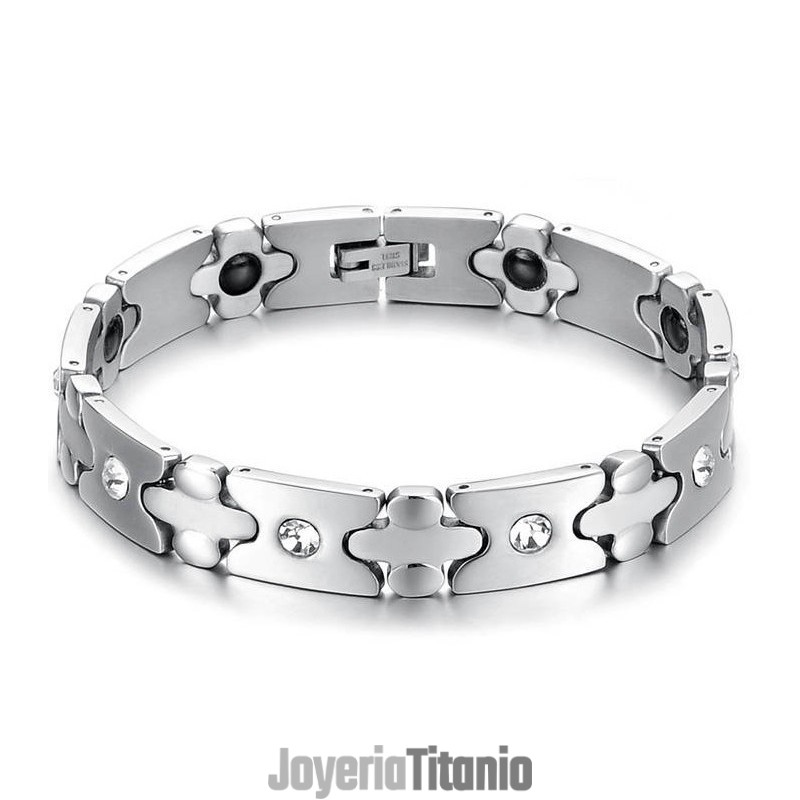 Pulsera De Titanio De Calidad Superior Con Diamantes Para La Salud Pulsera De Titanio De Calidad Superior Con Diamantes Para La Salud