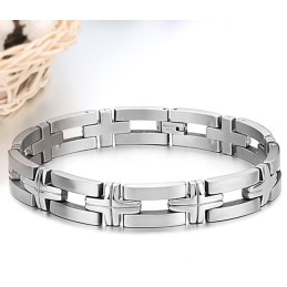 Pulsera De Titanio Con Cruz Masculina De Alta Calidad