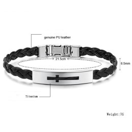Brazalete De Titanio Y Pu Con Forma De Cruz Para Mujer, De Calidad Estable