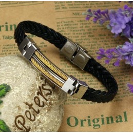 Brazalete De Cuero De Titanio Para Hombre De Excelente Calidad