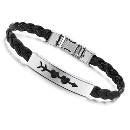 Brazalete De Cuero Y Titanio Con Forma De Corazón Para Mujer, De Calidad Estable