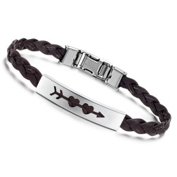 Brazalete De Cuero Y Titanio Con Forma De Corazón Para Mujer, De Calidad Estable