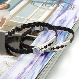 Brazalete De Cuero Y Titanio Con Forma De Corazón Para Mujer, De Calidad Estable