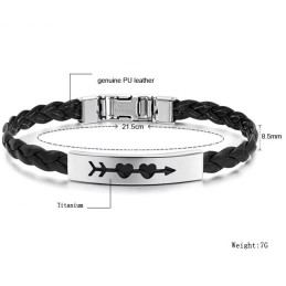Brazalete De Cuero Y Titanio Con Forma De Corazón Para Mujer, De Calidad Estable