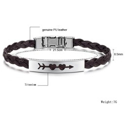 Brazalete De Cuero Y Titanio Con Forma De Corazón Para Mujer, De Calidad Estable