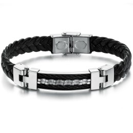 Brazalete Clásico De Cuero Y Titanio De Calidad Confiable