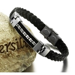 Brazalete Clásico De Cuero Y Titanio De Calidad Confiable