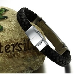 Brazalete Clásico De Cuero Y Titanio De Calidad Confiable