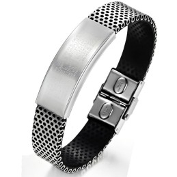 Brazalete De Cuero De Titanio Negro Fácil De Usar