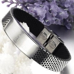 Brazalete De Cuero De Titanio Negro Fácil De Usar