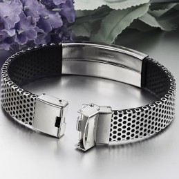Brazalete De Cuero De Titanio Negro Fácil De Usar