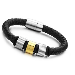 La Reina De La Calidad: Brazalete De Cuero De Titanio Negro Para Hombre