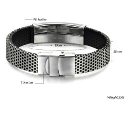 Brazalete De Cuero Y Titanio Para Hombre Con Amplia Variedad