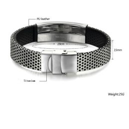 Brazalete De Cuero Y Titanio Con Cruz Masculina, Calidad Y Cantidad Garantizadas