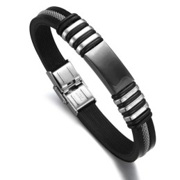 Brazalete De Silicona Y Titanio De Calidad Superior Para Hombre