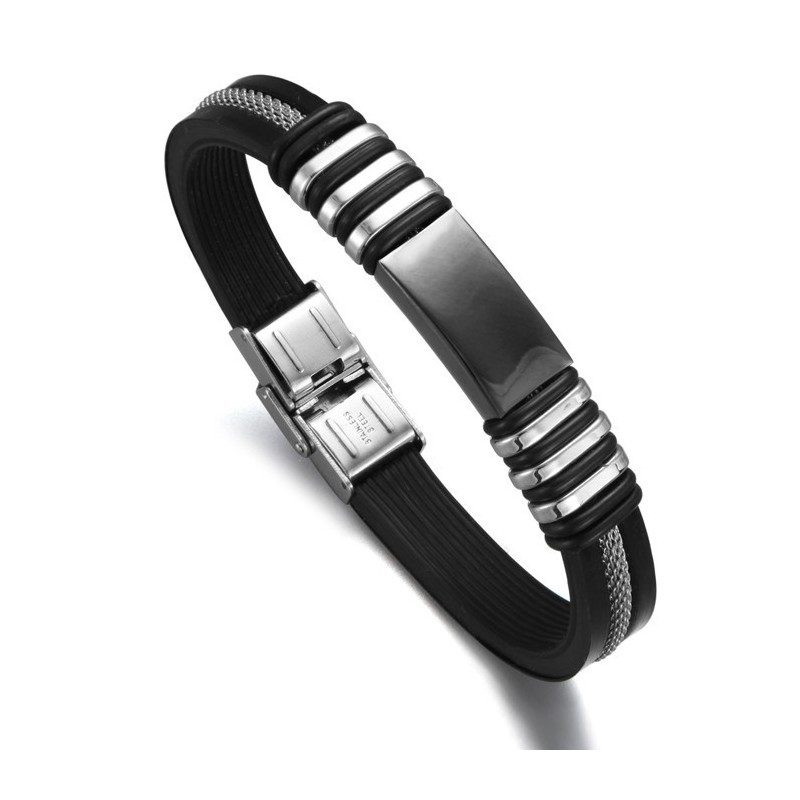 Brazalete De Silicona Y Titanio De Calidad Superior Para Hombre Brazalete De Silicona Y Titanio De Calidad Superior Para Hombre