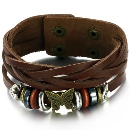 Brazalete De Cuero Y Titanio Con Forma De Mariposa De Alta Calidad Para Mujer