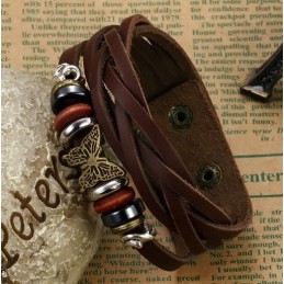 Brazalete De Cuero Y Titanio Con Forma De Mariposa De Alta Calidad Para Mujer
