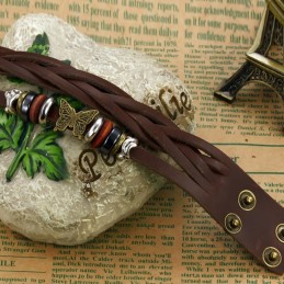 Brazalete De Cuero Y Titanio Con Forma De Mariposa De Alta Calidad Para Mujer