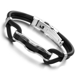 El Rey De La Cantidad: Brazalete De Cuero De Titanio Negro