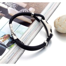 El Rey De La Cantidad: Brazalete De Cuero De Titanio Negro