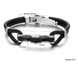 El Rey De La Cantidad: Brazalete De Cuero De Titanio Negro