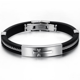 Brazalete De Titanio Con Cruz Masculina De Excelente Calidad