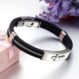 Brazalete De Titanio Con Cruz Masculina De Excelente Calidad