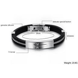 Brazalete De Titanio Con Cruz Masculina De Excelente Calidad