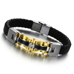 Brazalete De Cuero Y Titanio Para Hombre De Rendimiento Confiable