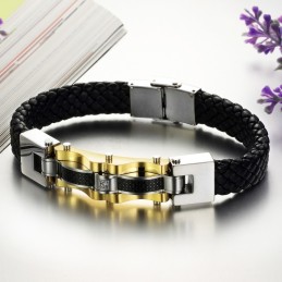 Brazalete De Cuero Y Titanio Para Hombre De Rendimiento Confiable