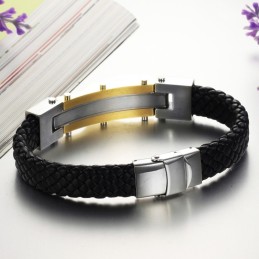 Brazalete De Cuero Y Titanio Para Hombre De Rendimiento Confiable