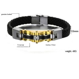 Brazalete De Cuero Y Titanio Para Hombre De Rendimiento Confiable