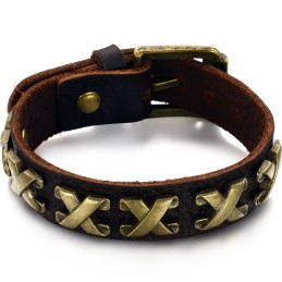 Brazalete De Cuero Y Titanio De Alta Calidad Con Números Romanos